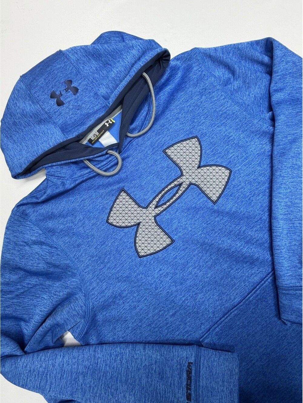Under Armour Storm Hoodie Mens M Heather Blue Loose Fit Fleece Sweatshirt